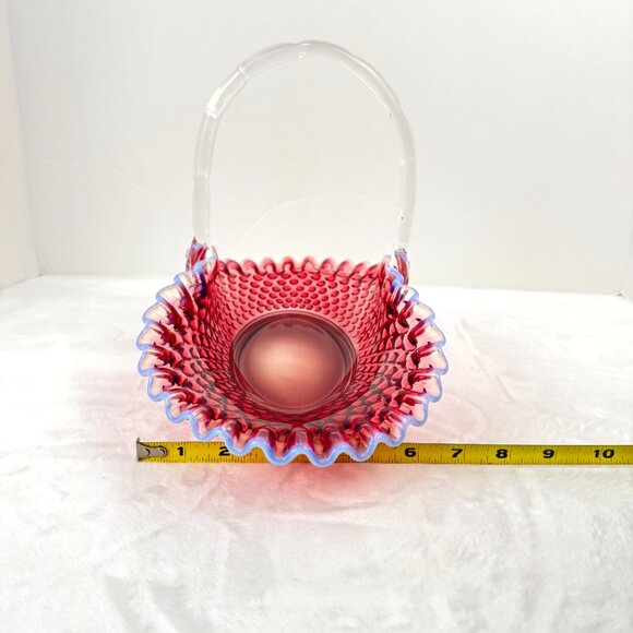 Fenton Plum Opalescent Hobnail Large 12.5" Oval Basket - Picture 14 of 16